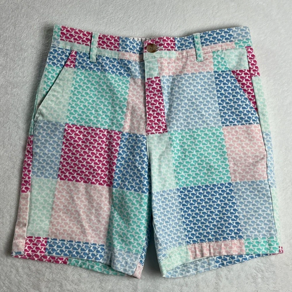 Vineyard Vines Whale Print Shorts M 8-10 Cotton Stretch Preppy